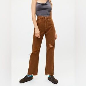 BDG High-Waisted Cowboy Jean - Ripped Chocolate